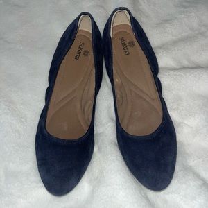 Navy Suede Mini Wedges